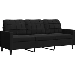 vidaXL 3-Sitzer-Sofa Schwarz 180 cm Samt