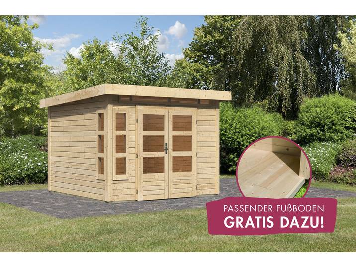 Gartenhaus KARIBU Kolimasee 6 , beige (naturbelassen), Holzwerkstoff, Gartenhäuser, Gartenhaus, naturbelassen
