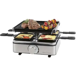 Proficook Raclette Wendegussplatte, Zubehör Kochen am Tisch, Silber