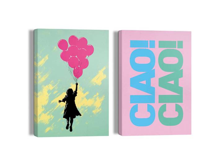 Leinwandbild REINDERS Ciao Ciao , rosa (farbe bild(er): rosa), B:20cm H:30cm T:5cm, Bilder, Leinwandbild, Teenager Zimmer - Luftballons - Leinwand - Sprüche - 20x30 cm