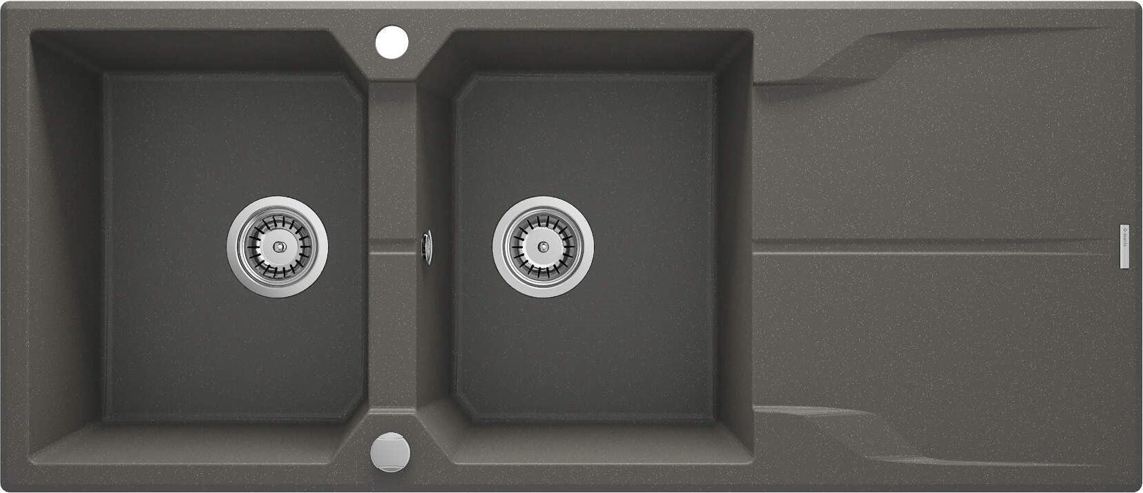 2-bowl granite sink with drainer