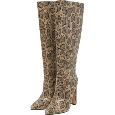 Stiefel BUFFALO "Buffalo JULY BOOT HI - VEGAN NAPPA", Damen, Gr. 37, braun (cream, beige snake), Kunstfaser, Schuhe Stiefel