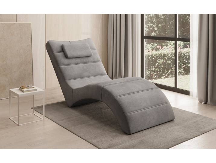 Designer Relax-Liege Leon in Samt - Grau - Samt - Luxusbetten24
