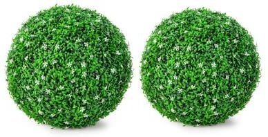 Costway 2 PCS Holly Artificial Topiary Balls 19.5 Inch Faux Boxwood Balls