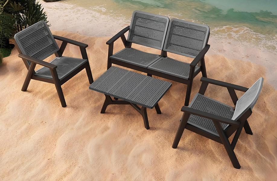 Stilvolles Terrassen Set Designer Gartenmöbel Bank Couchtisch Sessel