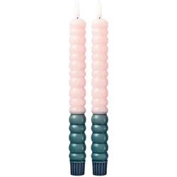 RICE LED Kerzen Twisted 2er, 25 cm, Pink