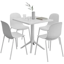 CLP Gartenmöbel-Set wetterfest Nerra, 4 Stapelstühle und quadratischer Gartentisch, ergonomisch, 5-teilige Sitzgruppe stapelbar