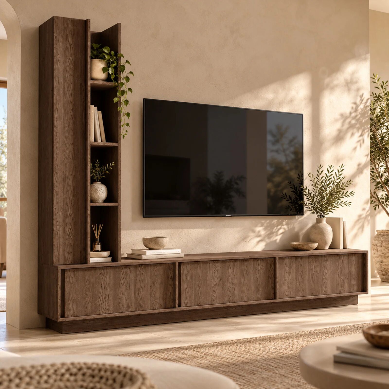 garneroarredamenti Parete attrezzata 230x185h cm moderna noce Miami