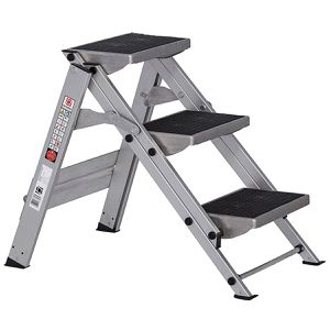 Euroline Klapptritt Nr. 333, 3330003, aus Aluminium, einseitig begehbare Klapptreppe, mit 3 Stufen