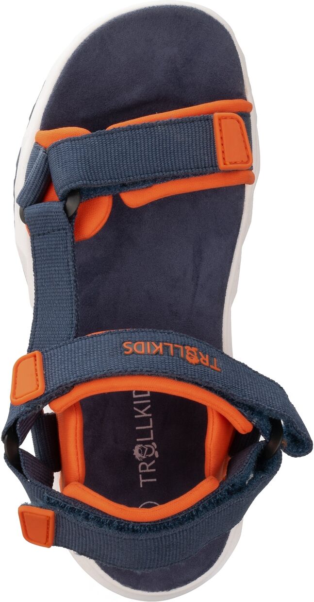 Sandale TROLLKIDS "KIDS LYSEFJORD SANDAL", Mädchen, Gr. 32, blau (mystic blau, orange), Synthetik, Textil, Schuhe Sandale mystic blau, orange 32