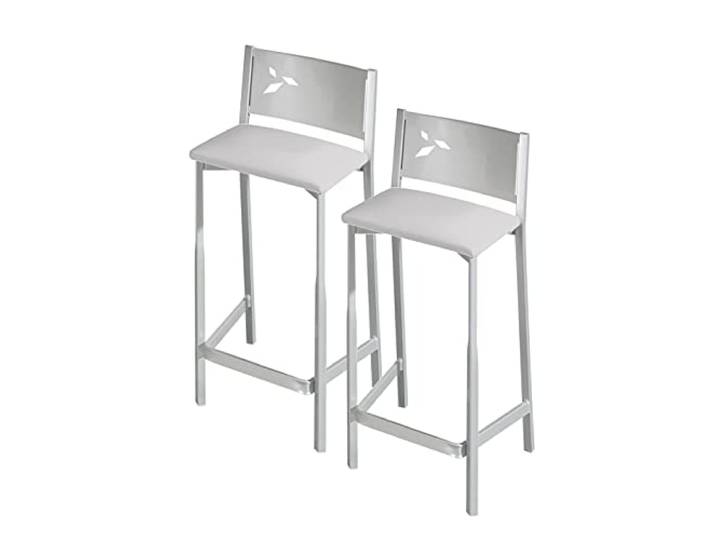ASTIMESA Zwei Hocker für die Küche, 60 cm, Kunstleder, Grau