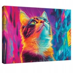 LEINWANDBILD Abstrakt Katze Pop Art Modern 100x70