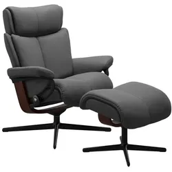 Stressless Sessel mit Hocker Magic Cross Leder Grau Batick Grey M (Medium)