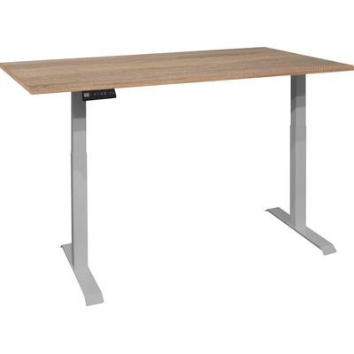 Schreibtisch MÄUSBACHER "Big System Office", silber (silber, eiche sägerau, silber, eiche sägerau), B:120cm, Tische, Schreibtisch, Breite 120 cm, elektrisch höhenverstellbar