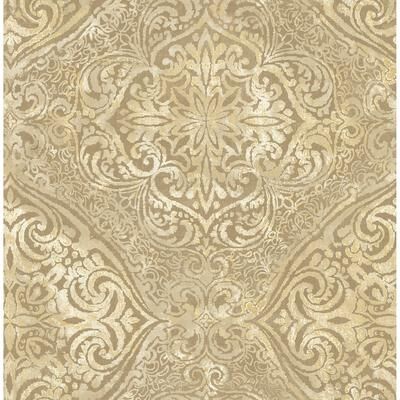 Seabrook Designs Palladium Damask Unpasted Wallpaper