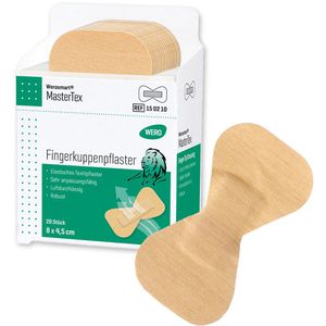 Wero Pflaster MasterTex Fingerkuppe, 20 Strips, wasserfest, elastisch, atmungsaktiv, 8 x 4,5cm