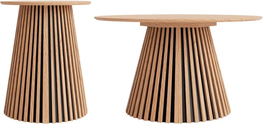 Best Mobilier Ensemble table basse et bout de canapé effet chêne Beige 78x50x78cm