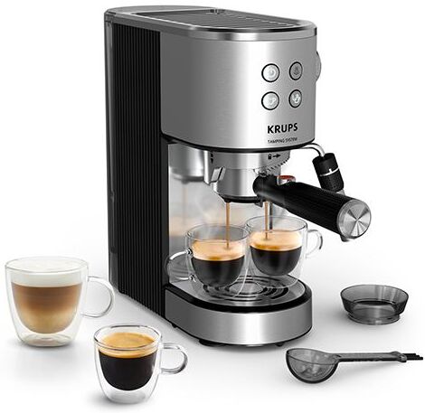 Krups Máquina de Café Expresso  XP499EE0 Virtuoso + Tamping - Inox  Preto