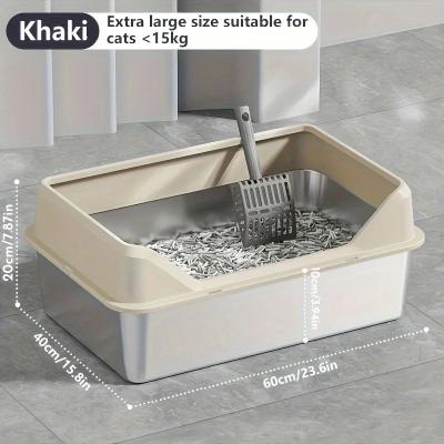 Inspire Essentials KEMORELA XL Stainless Steel Covered Cat Litter Box With High Sides 4