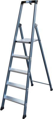 Stufenstehleiter, eloxiert, 5 Stufen