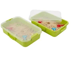 Relaxdays Sandkasten mit Deckel 2er Set Grün,Transparent