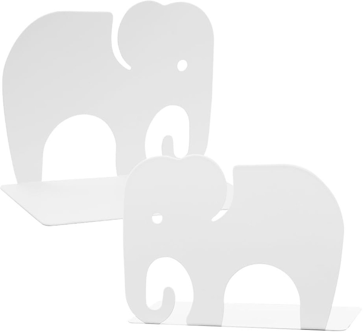 Dailygoods Olifant Boekensteunen - Decoratieve Metalen Boekensteun met Antislip - Grijs