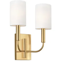 Wandlampe Leuchte Stahl Messing H 35,9 cm 2 Flammig Wohnzimmerleuchte Flurlampe