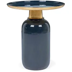 Beistelltisch Nalima Grande aus Metall, modern, rund, Blau, lackierte Oberfläche, Bizzotto