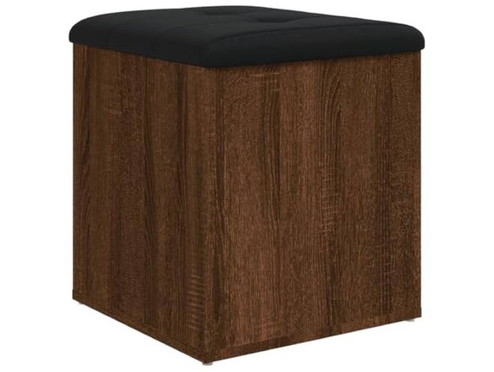 Sitzbank mit Stauraum 42 x 42 x 45 cm Holzwerkstoff Braun Eichen-Optik Holzwerkstoff Braun Eichen-Optik, Deckel mit stabilen Scharnieren, Staufach für Kleidung und Bücher, Kissen aus Kunstleder