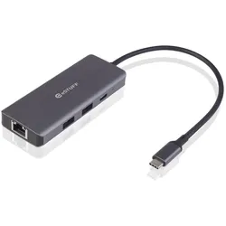 eSTUFF USB-C 6-in-1 Mobile Hub (USB-C, 6 Ports), Dockingstation + USB Hub, Grau