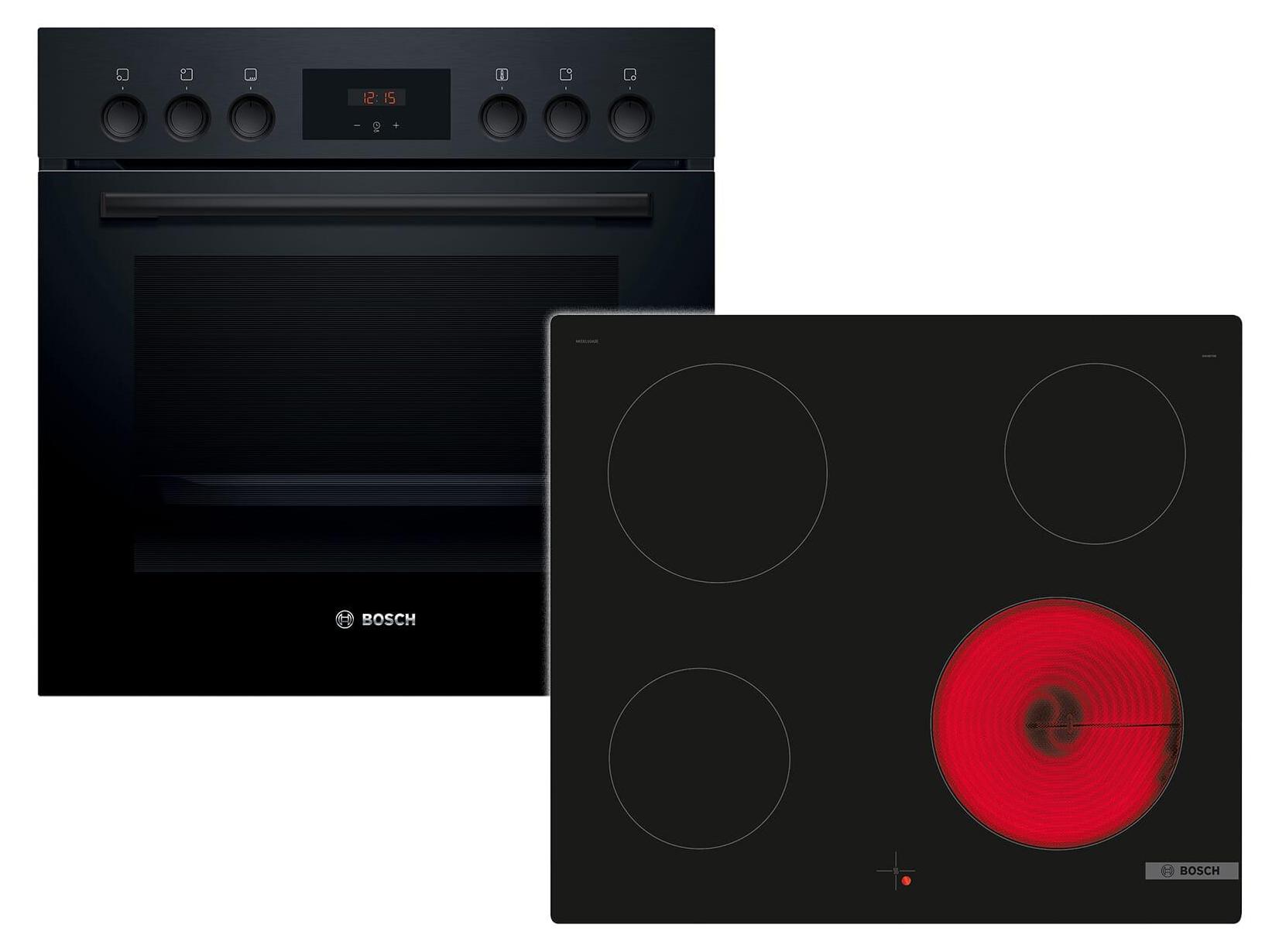 Bosch HNDBB210 Set Einbauherd HEF113BB0 + Glaskeramikkochfeld NKE611GA2E
