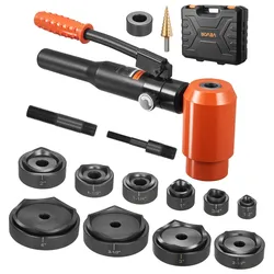 VEVOR Ausbrechstanzen-Set, 15 t hydraulisches Ausbrechset, 22,5 bis 115,4 mm KO-Werkzeugsatz, Lochherstellungswerkzeug, KO-Werkzeugsatz mit 10 Matrizen für Metallschaltschränke, Schaltschränke