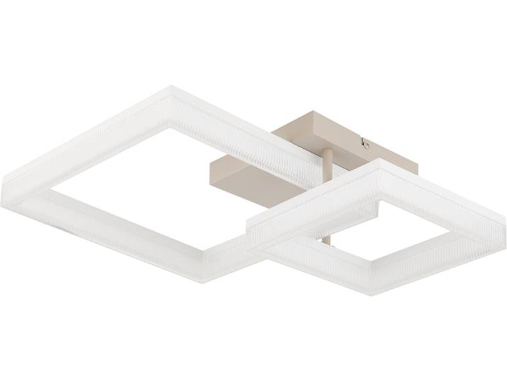 Plafonnier LED\, métal\, couleur sable mat\, angulaire\, L 62\,5 cm