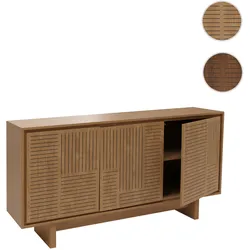 Sideboard HWC-O35, Schrank Highboard, 3 Türen Staufächer, Melamin 86x160x40cm ~ Ulme natur