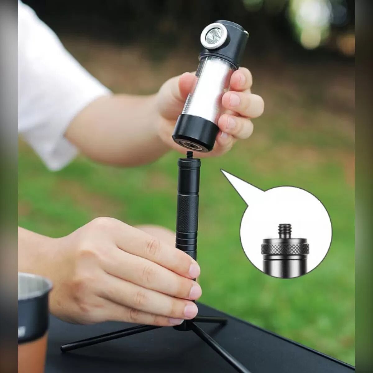 INF Support de lampe multifonction - support portable en aluminium avec adaptateur de vis 1/4-inch, modes trépied et piquet,