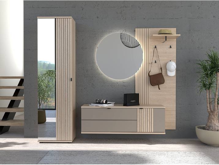 Armoire vestiaire 55 x 202 x 38cm Beige/Gris