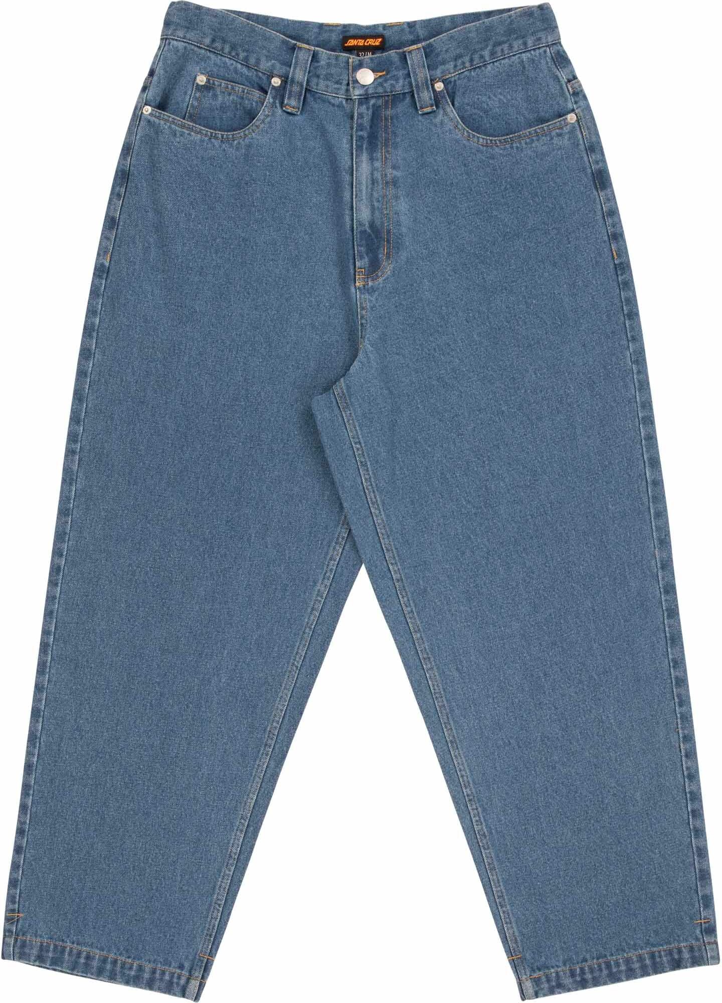 Straight-Jeans SANTA CRUZ "BIG PANTS", Herren, Gr. 34, N-Gr, blau (mid blau), Obermaterial: 94% Baumwolle, 6% Polyester, Jeans Straight-Jeans, aus Baumwolle und Polyester, pflegeleicht, robustes Material mid blau 34, N-Gr