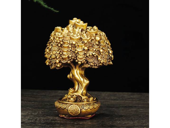 Ornements d'arbre porte-bonheur en cuivre pur chinois, Pot d'arbre, salon, bureau, décoration de bureau