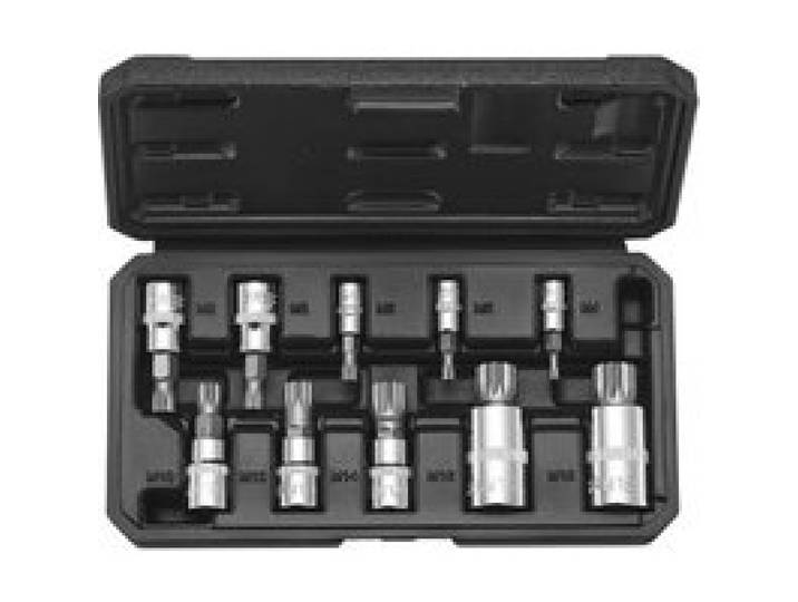 VEVOR XZN Dreikant Spline Bit Steckschlüsselsatz, 10-teilig M4 – M18, hochwertiger Cr-V-Stahl, 1/4 Zoll, 3/8 Zoll und 1/2 Zoll Antriebe, mit verbessertem Aufbewahrungskoffer, für Automobil