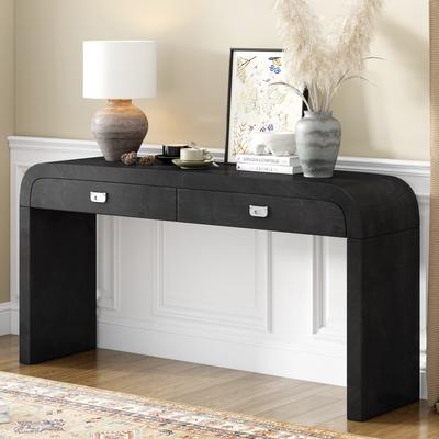 Ostweer Modern Entryway Table, Multi-functional Sofa Table with 2 Spacious Drawers, for Living Room, Foyer, Hallway and Office