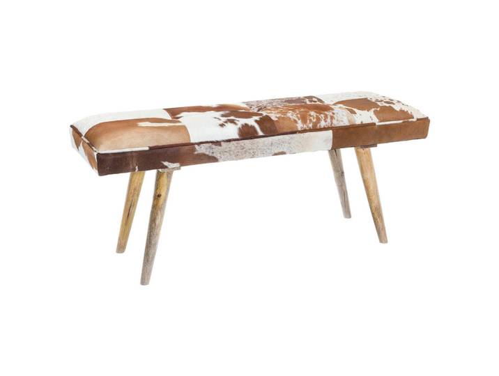 Mid.you Hockerbank, Braun, Weiß, Holz, Mangoholz, massiv, Schlafzimmer, Bettbank
