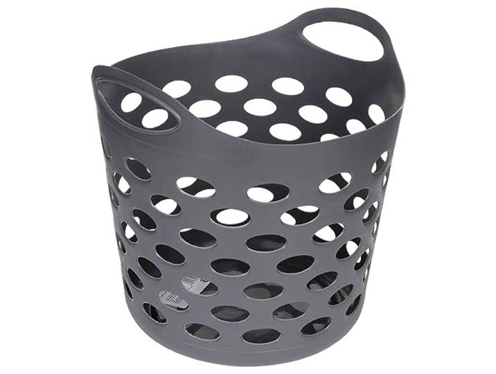 5Five Flexibele wasmand/opbergmand - rond - donkergrijs - 28 liter - D40.5 x H38 cm