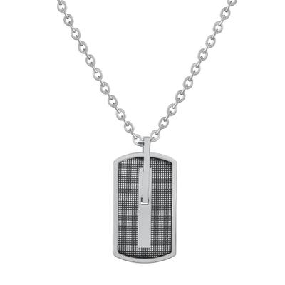 Kette mit Anhänger ZEEME "Edelstahl schwarz 50cm Länge", silber (silbergrau), Halsketten, Herren, 50cm, Edelstahl, L: 50 B: 20mm, glänzend, B:20mm