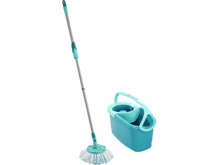 Leifheit Clean Twist Disc Mop Ergo - Dweil set met telescoopsteel en centrifugeerpers - Turquoise