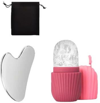 Uplift Picks Ice Face Roller And Stainless Steel Gua Sha Set red