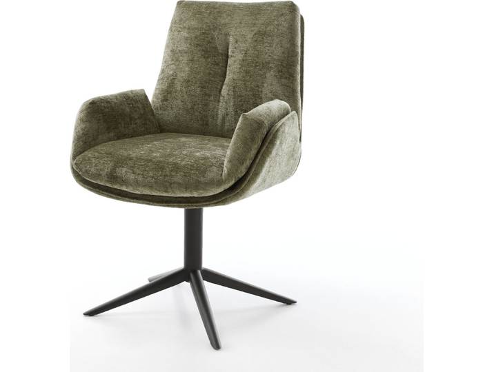 DELIFE Drehstuhl Clea-Flex Chenille Olive Fußkreuz Schwarz 360° drehbar Wippfunktion