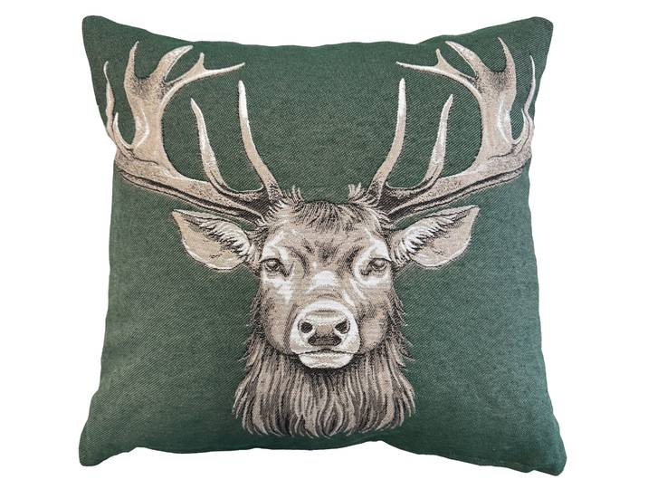 Dekokissen HOME WOHNIDEEN CIERVO , grün, B:45cm L:45cm, Baumwolle, Polyester, Dekokissen_Sitzkissen_Kissenhüllen, Dekokissen, ohne Füllung, Gobelin