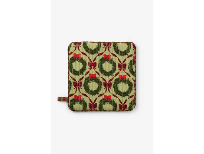 Groene pannenlap met kerstprint