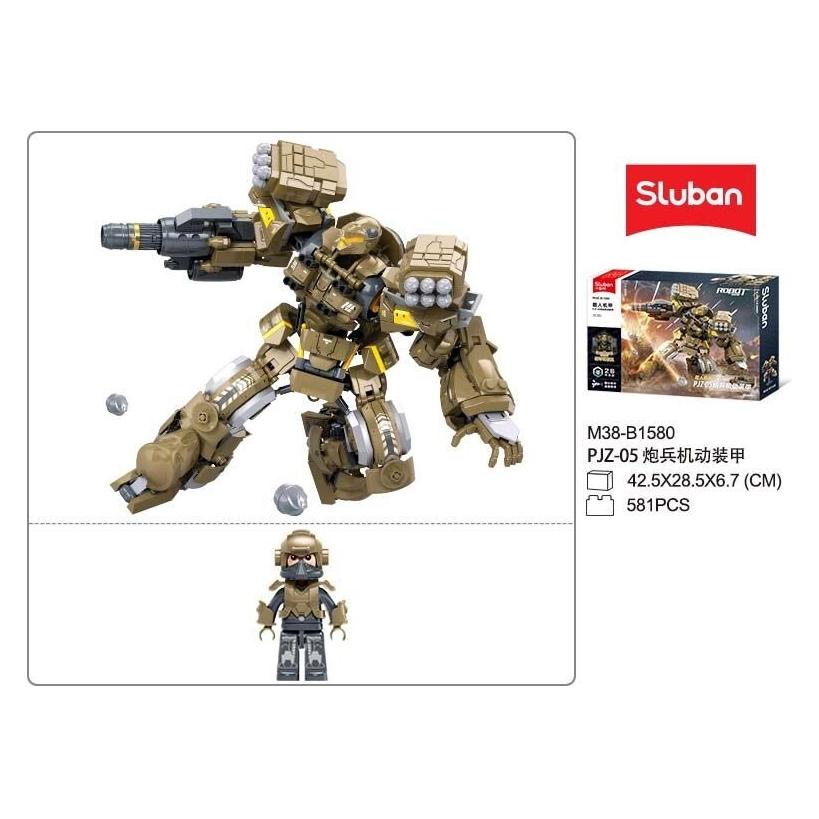 Sluban P.R. Mecha Robot PJZ-05 Grün 581 St. Klemmbausteine - Bauspielzeug M38-B1580 (M38-B1580)