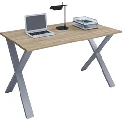 VCM, Schreibtisch, Premium Büromöbel Schreibtisch Lona X Silber (110 x 50 x 76 cm)